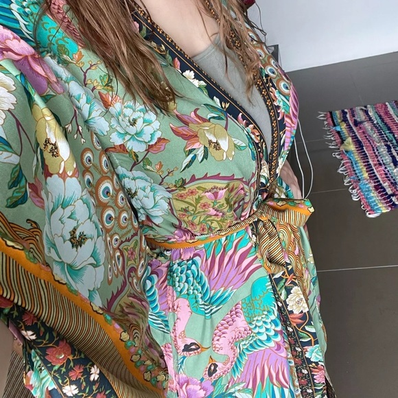 New Floral Bohemian Peacock Kimono Duster Jacket Robe Swim Cover - Picture 8 of 13